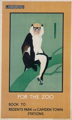 London Underground For the Zoo vintage poster
